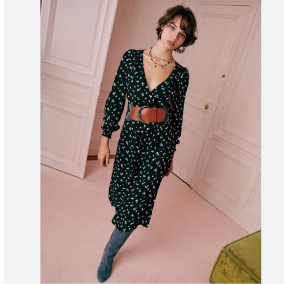 Sézane Abele 70’s Floral Long Sleeve Midi Dress - Picture 1 of 9
